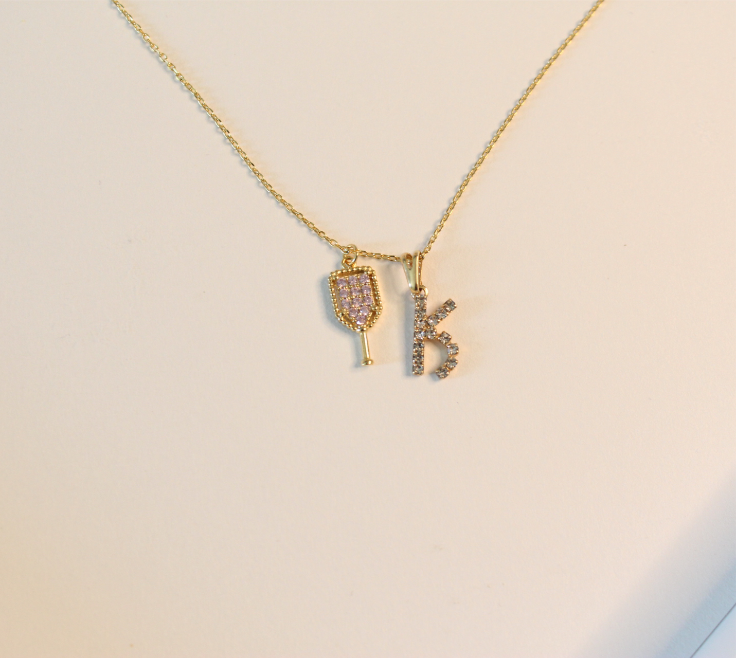 Pink Champagne Initial Letter Necklace