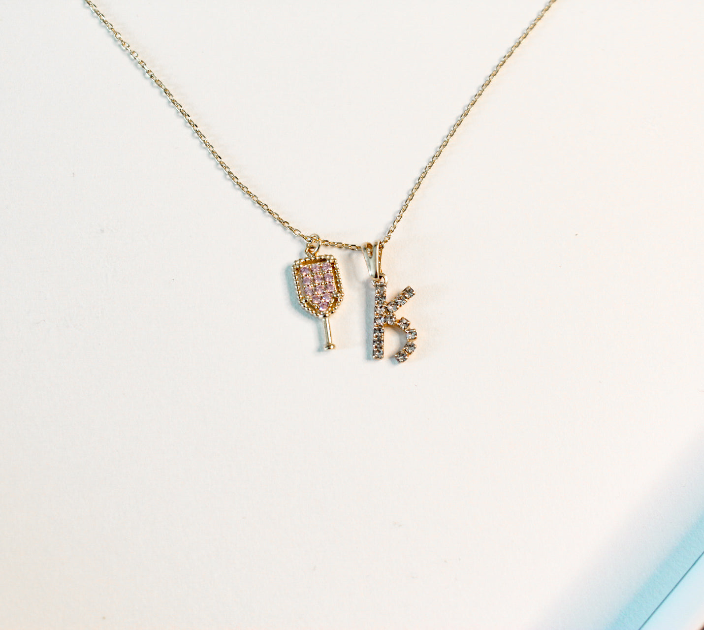 Pink Champagne Initial Letter Necklace