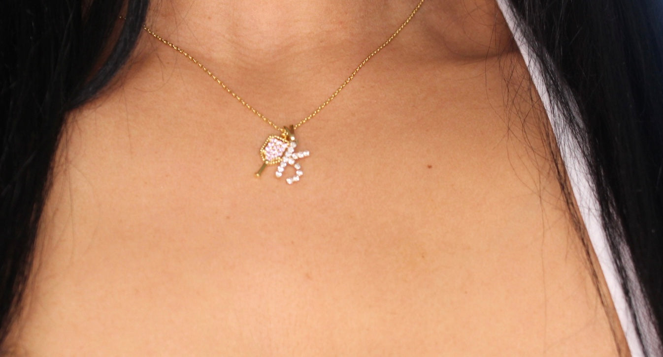 Pink Champagne Initial Letter Necklace