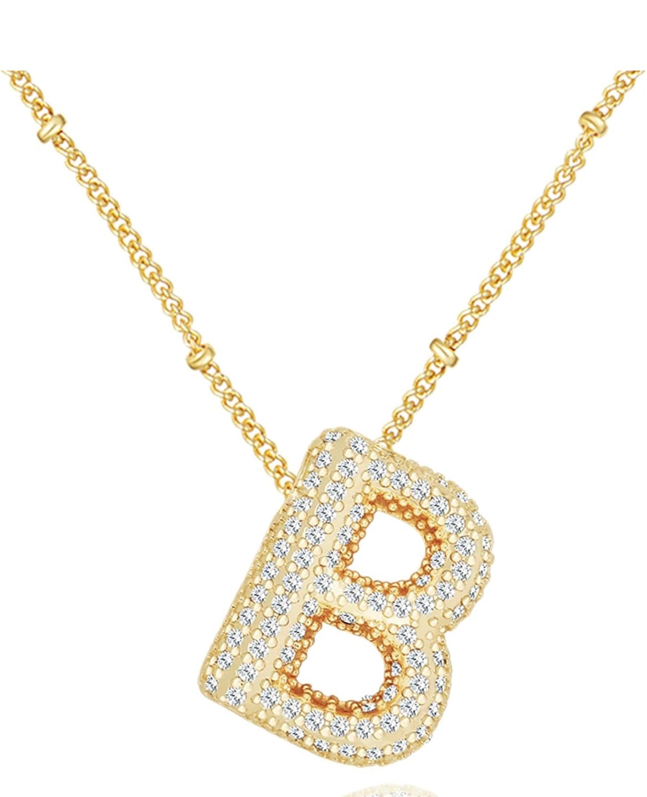 Gold Bubble Letter Necklace