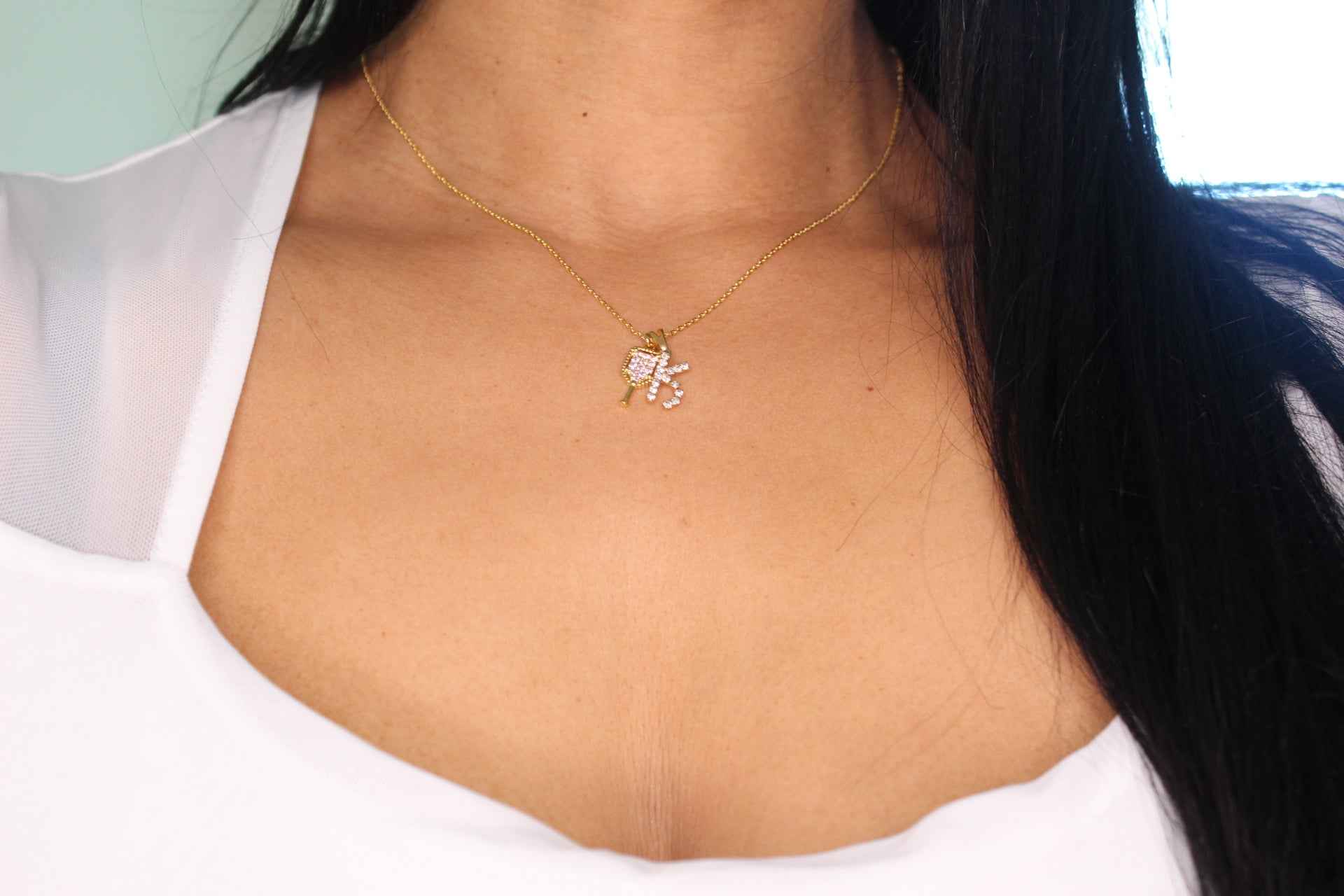 Pink Champagne Initial Letter Necklace