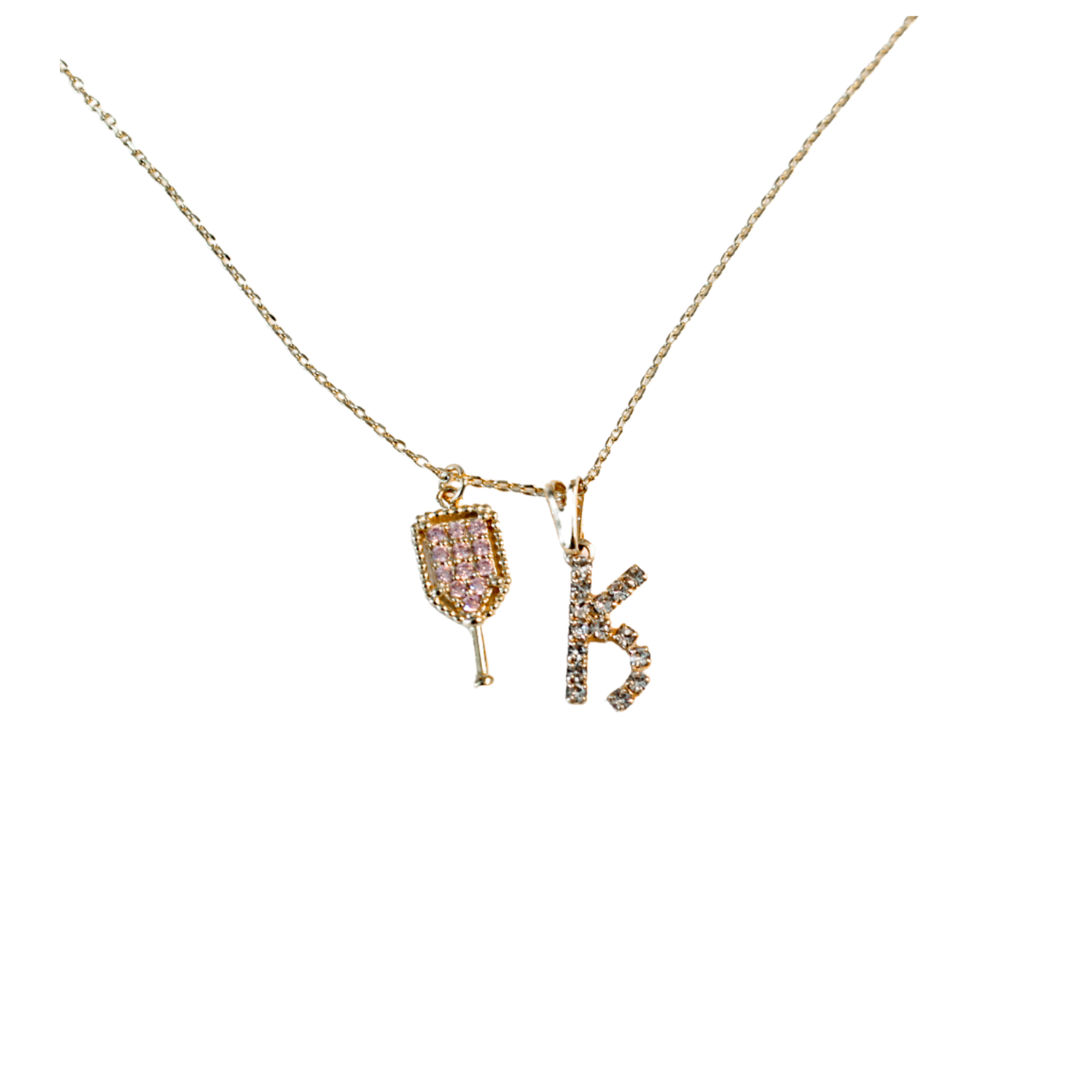 Pink Champagne Initial Letter Necklace